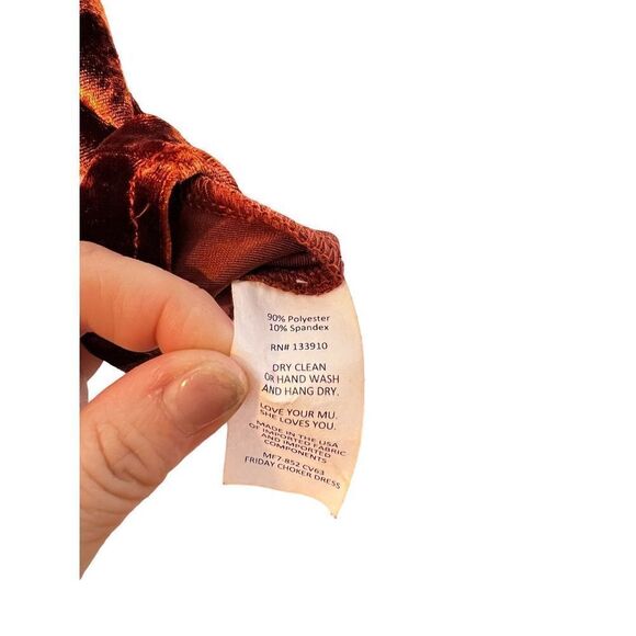 Show Me Your Mumu Friday Choker Dress in Copper Crushed Velvet Sz S - Picture 6 of 7